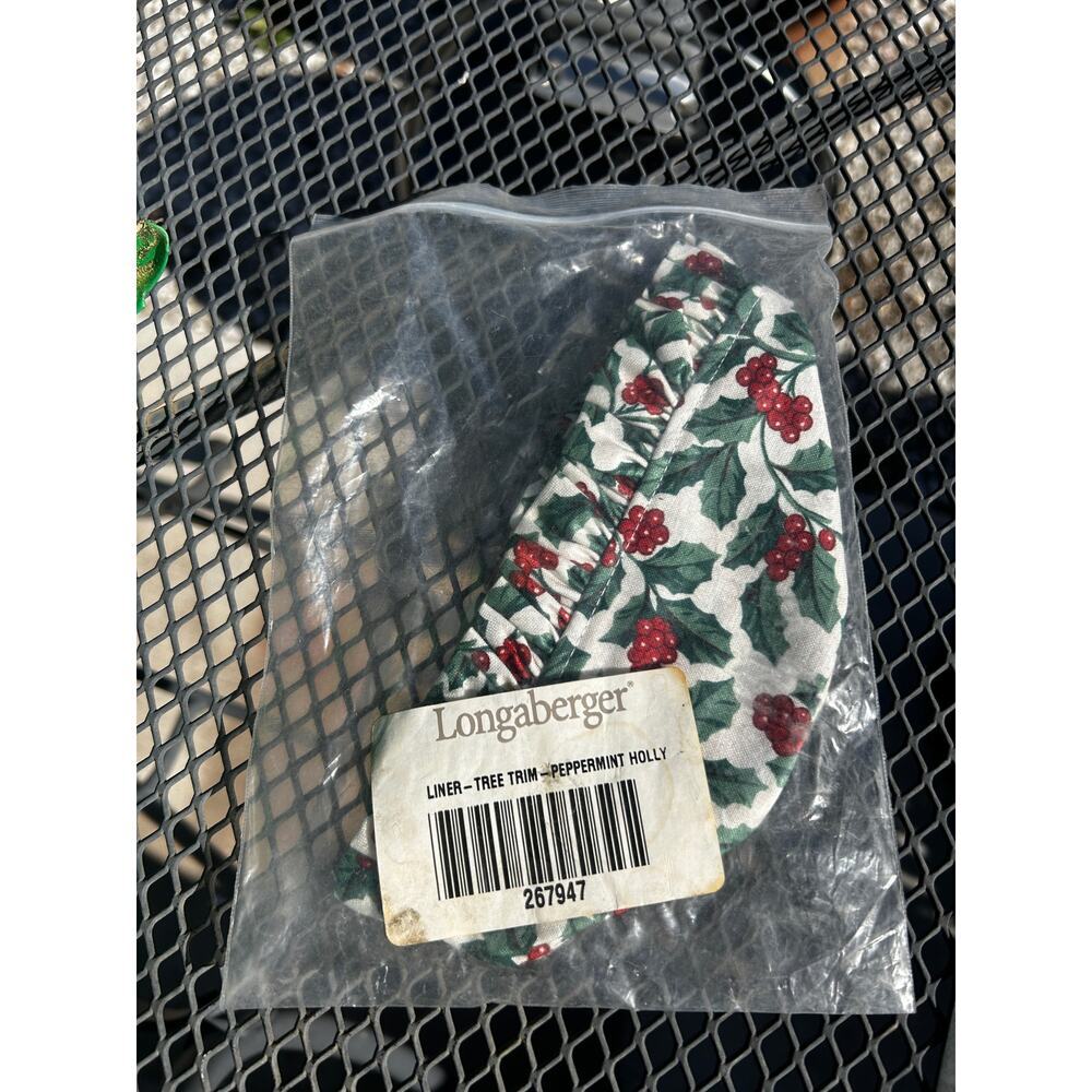 Longaberger Tree‎ Trimming PEPPERMINT Basket Liner Holly Fabric NEW CHRISTMAS